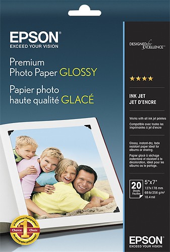 Epson Borderless Premium Glossy Paper, 8x10 20 Sheets