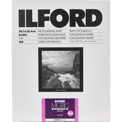 Ilford Multigrade RC Deluxe Black & White Paper 8x10" 100 Sheets Glossy