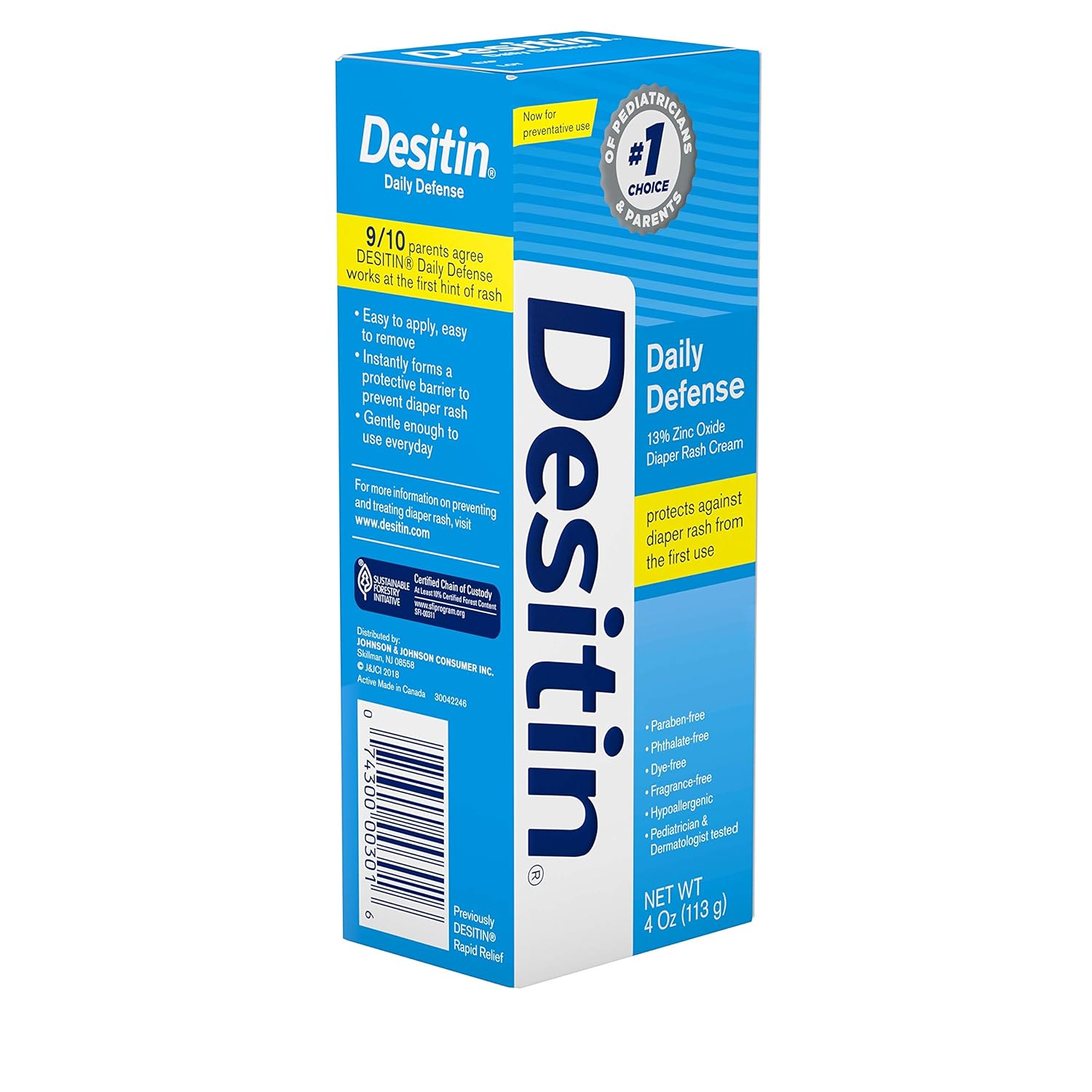 Desitin Daily Defense Baby Diaper Rash Cream with Zinc Oxide, 2 oz