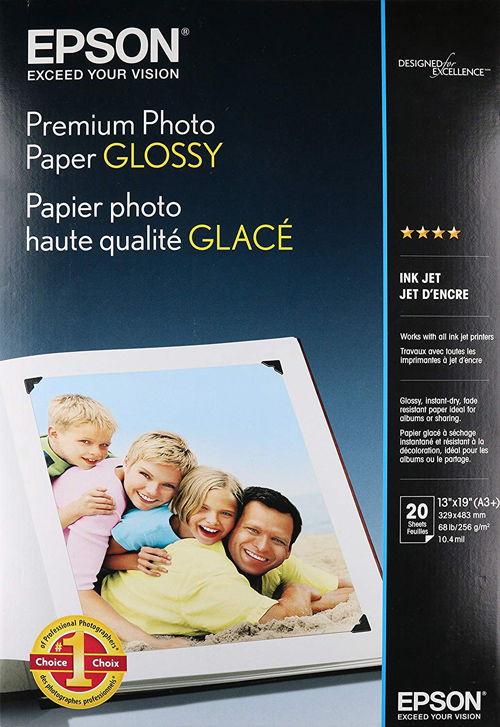 Epson Premium Glossy Photo Paper, 13x19 20 Sheets
