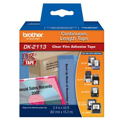 Brother DK-2113 Black on ClearContinuous Length Film Label Roll