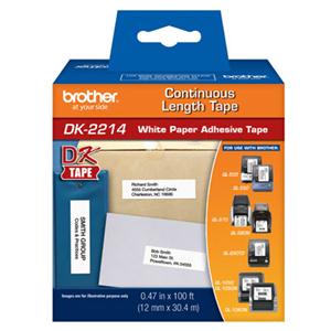 Brother DK-2214 Continuous Paper Label Roll (100 Feet, 1/2" Wide)