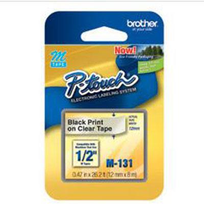 Brother M131 Black on Clear 1/2" P-Touch Label Tape