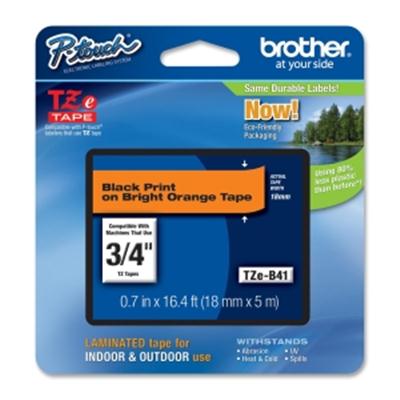 Brother 3/4" Laminated Black on fluorescent Orange P-Touch Label Tape