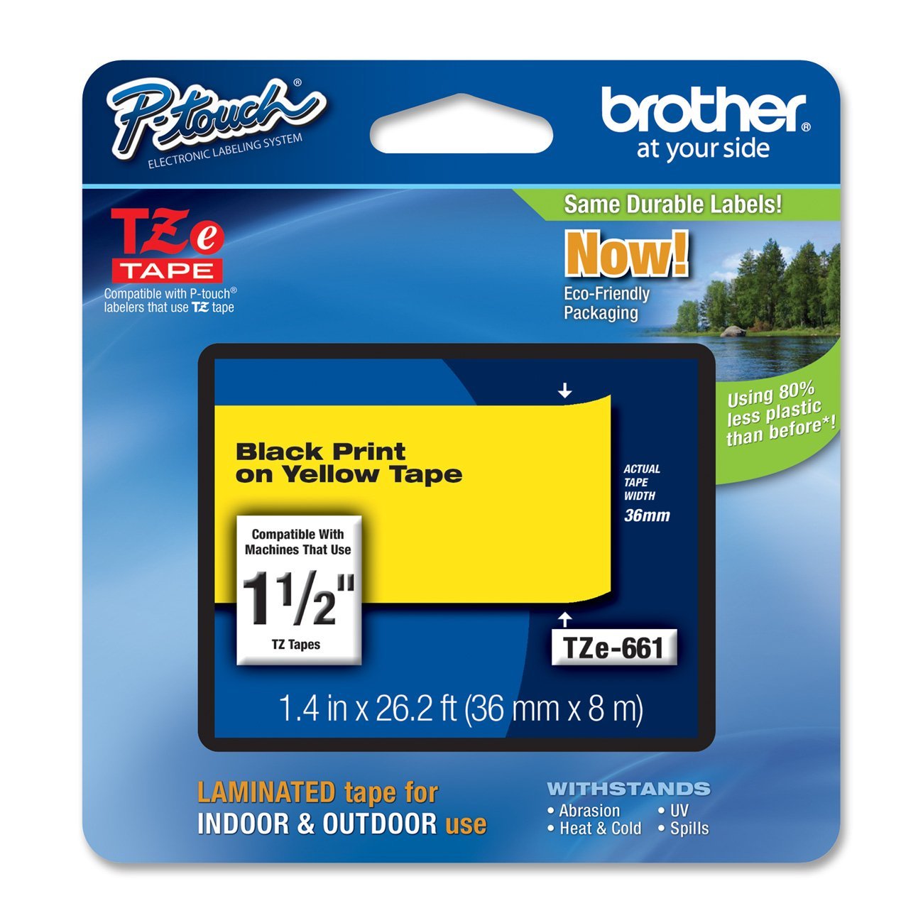 Brother TZe-661 1 1/2"  Black on Yellow Laminated Label Tape