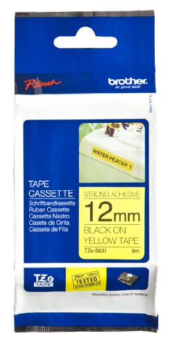 Brother TZE-S631 1/2 Inch, Black on YellowExtra Strength Tape