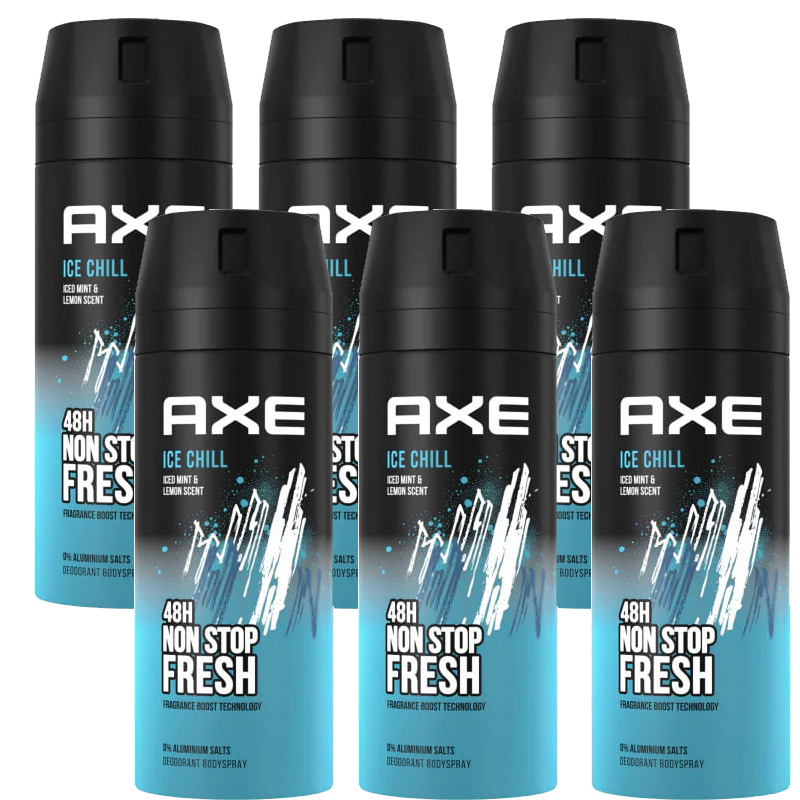 Axe Ice Chill Mens Deodorant Body Spray, 6 Pack