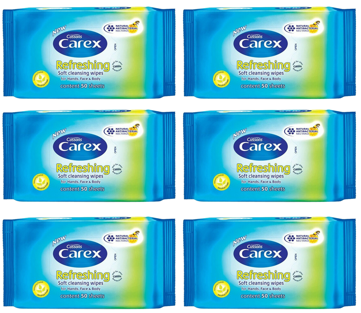 Carex Soft Cleansing Wipes for Face, Body, Hands, 6 Packs