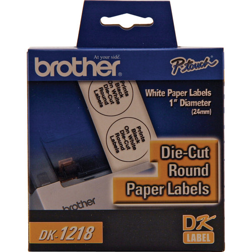 Brother DK1218 1" Round Paper Adhesive Label