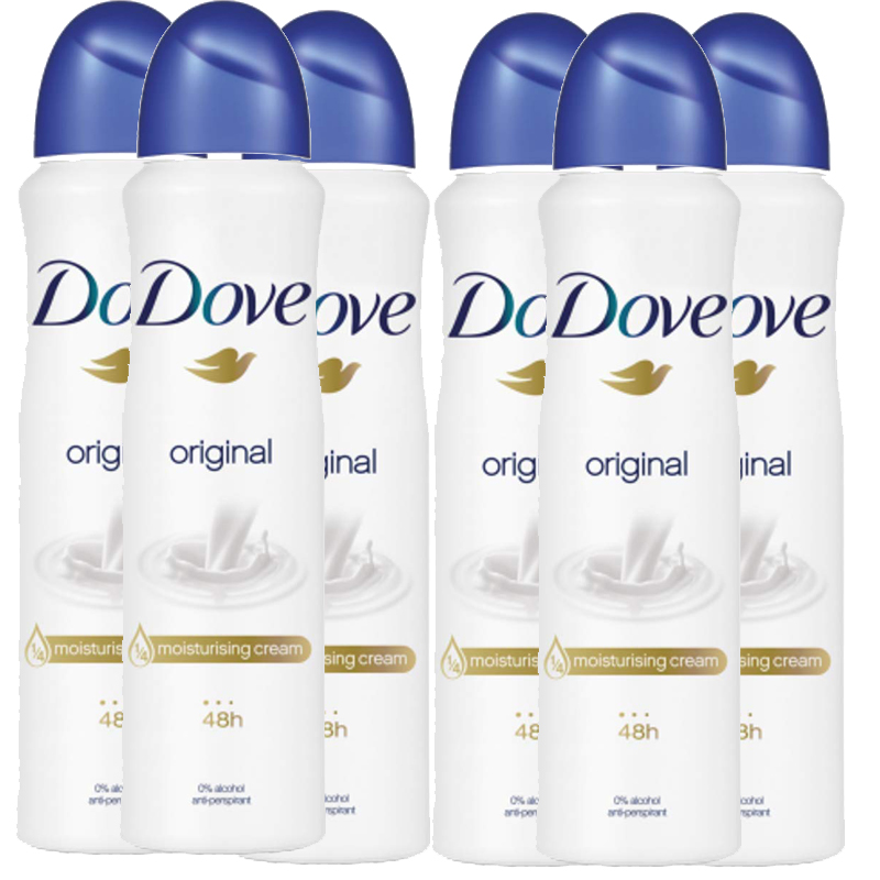 Dove Original Antiperspirant Deodorant Spray, 6 Pack