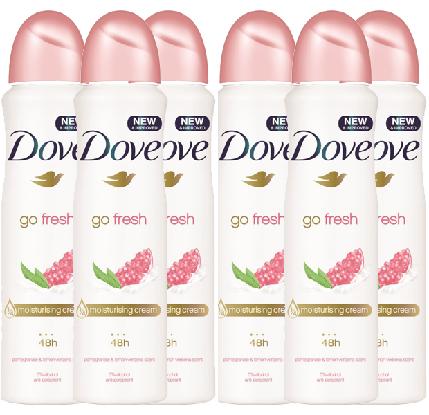 Dove Go Fresh Pomegranate & Lemon AntiPerspirant Deodorant Spray, 6 Pack