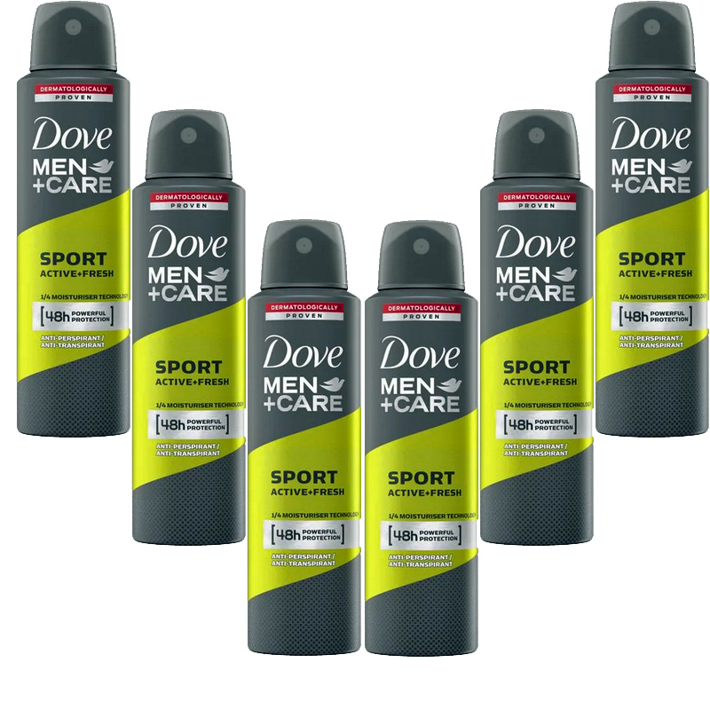Dove Men + Care Sport Active Fresh Antiperspirant Deo Spray, 6 Pack
