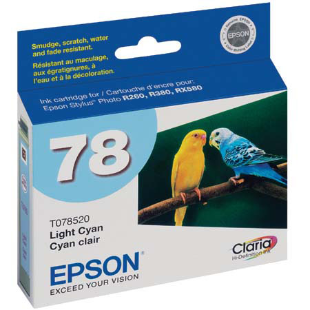 Epson 78 Light Cyan Inkjet Cartridge for Stylus R260/R380/RX580