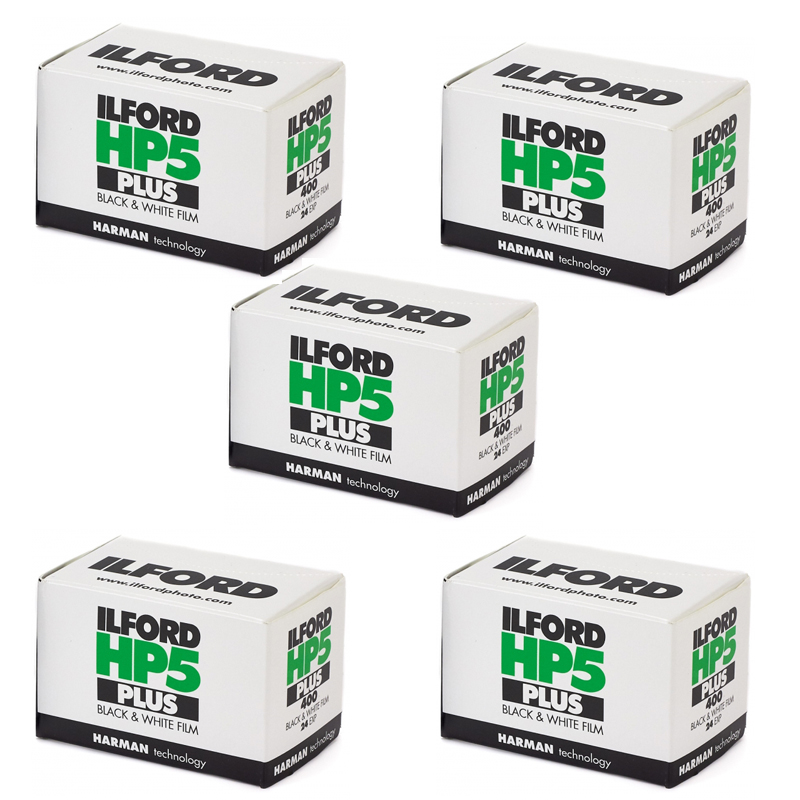 Ilford HP5 Plus 400 24 Exposure Black & White 35mm Film, 5 Rolls