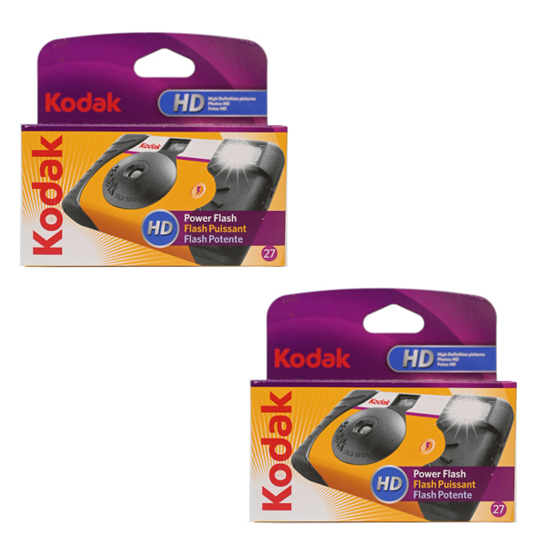 Kodak Power Flash HD 27 Exposure Single Use 35mm Camera, 2 Pack