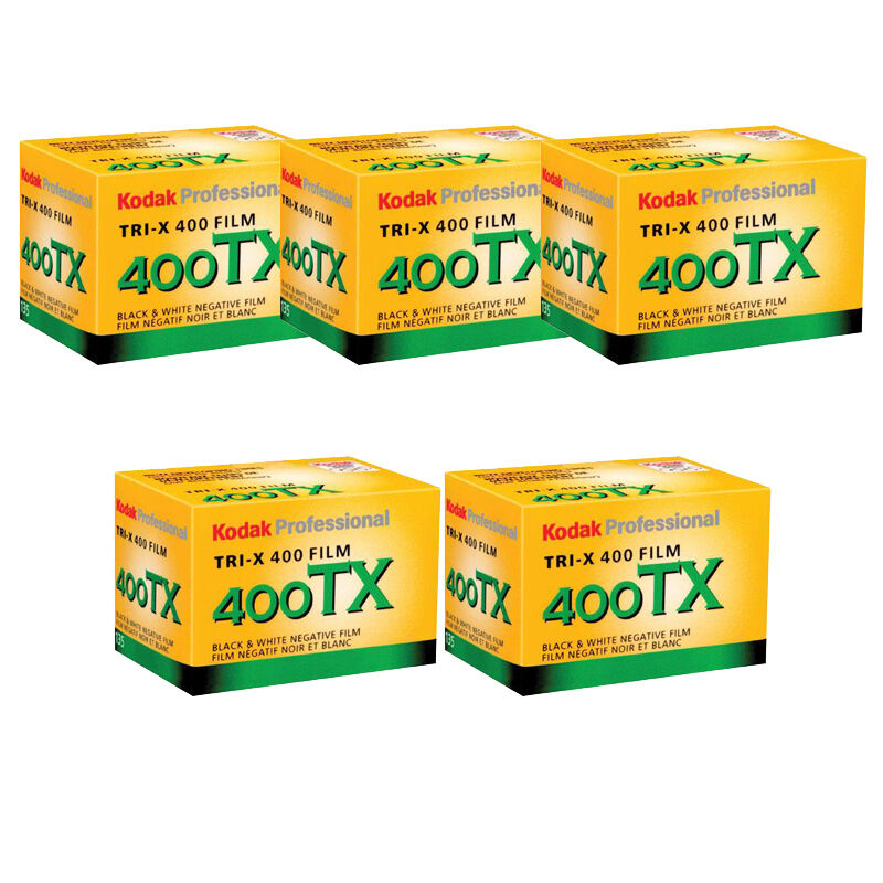 Kodak Tri-x 400 36 Exposure (TX-36) Professional Black and White Print 35mm Film, 5 Rolls