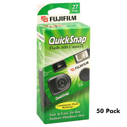 Fujifilm QuickSnap Flash 400 Single Use Disposable Camera, 50 Pack