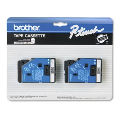 Brother TC34Z 2 Pack White on Black TC Tape Cartridges