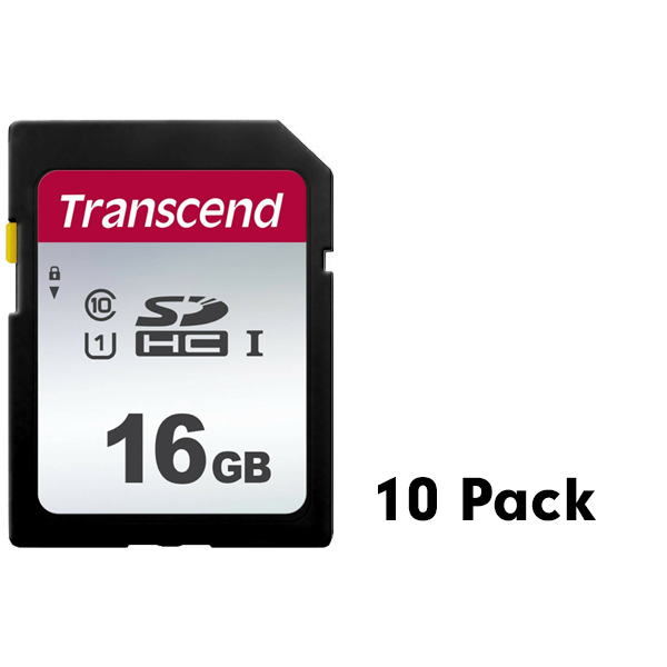 Transcend 16GB 300S Class 10 SDHC Memory Card, 10 Pack