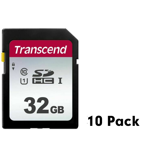 Transcend 32GB 300S Class 10 SDHC Memory Card, 10 Pack