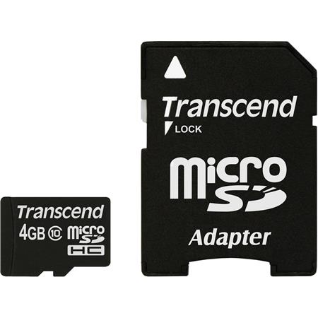 Transcend 4GB MicroSD Class 10 Memory Card with Adapter