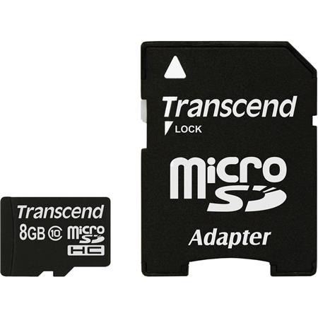 Transcend 8GB Class 10 microSD Memory Card with Adapter