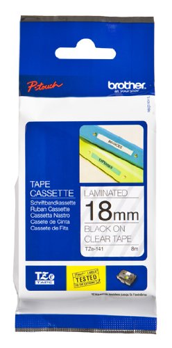 Brother Tape TZE141 3/4 Inch, Black on Clear Label Tape