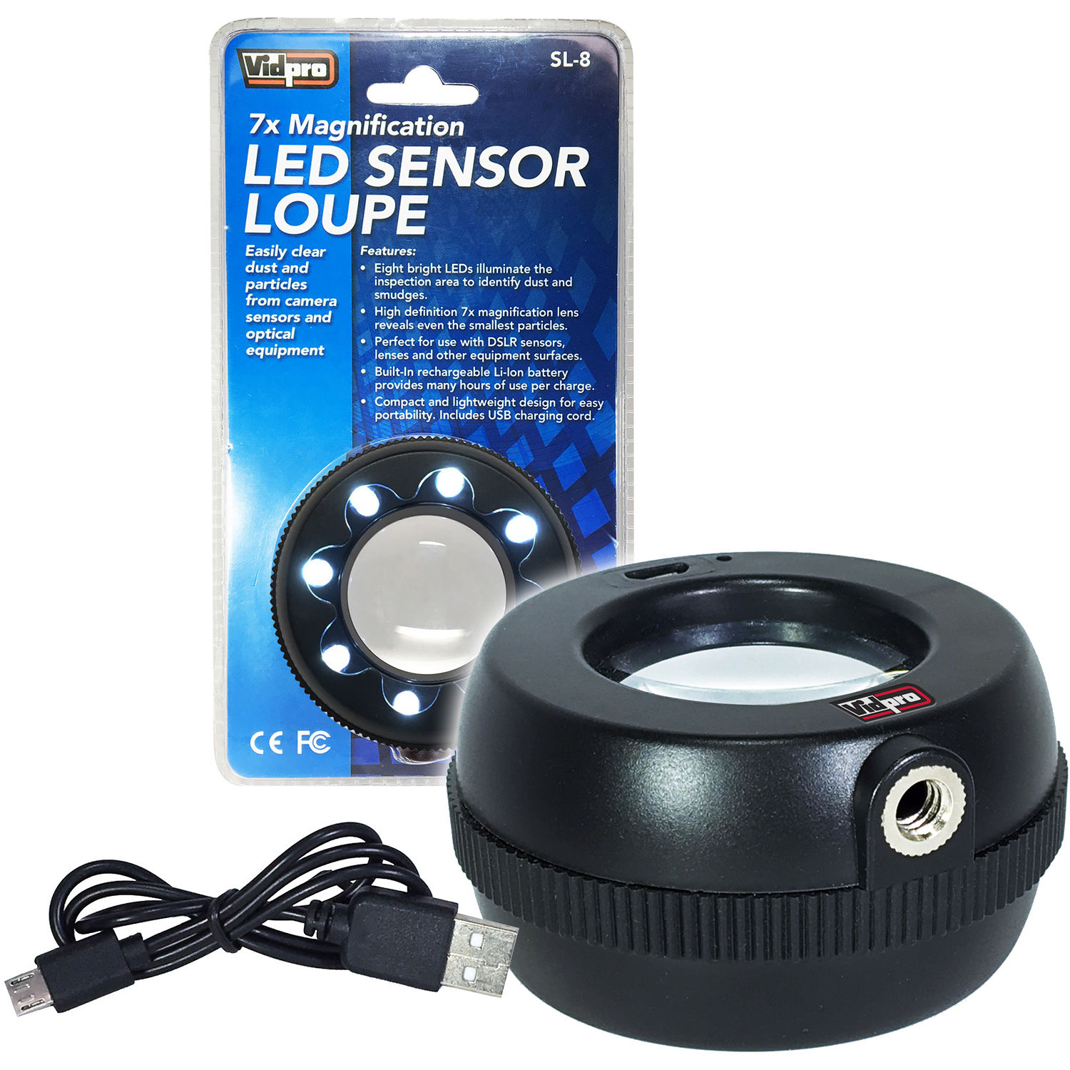 Vidpro SL-8 7x Pro Magnification LED Light Sensor Loupe