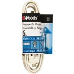 Woods 6' 2 Prong Indoor Extension Cord, White