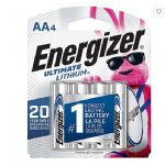 Energizer Ultimate Lithium AA Batteries, 4 Pack