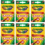 Crayola Non Toxic Assorted Crayons, Box of 24  6 Pack