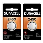 Duracell CR2450 Lithium 3V Coin Cell Battery, 2 Pack