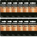 Duracell 384/392 Silver Oxide Coin Battery, 12 Pack