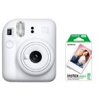 Fujifilm instax mini 12 Instant Film Camera, Clay White with 20 Instax Mini Prints