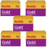 Kodak Gold 200 36 Exposure Color Negative 35mm Film, 5 Rolls