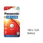 Panasonic CR1220 Lithium 3V Coin Cell Battery, 100 Pieces