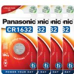 Panasonic CR1632 3V Lithium Coin Cell Battery, 4 Pieces