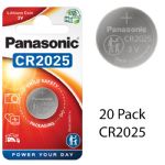 Panasonic CR2025 3V Lithium Coin Cell Battery, 20 Pack