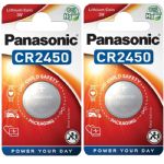 Panasonic CR2450 3V Lithium Coin Cell Battery, 2 Pack