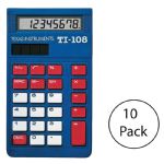 Texas TI-108 Elementary Calculator, 10 Pack