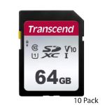 Transcend 64GB 300S Class 10 SDHC Memory Card, 10 Pack