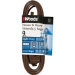 Woods 9' Indoor 2 Prong Extension Cord, Brown