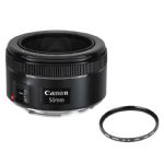 Canon 50mm f/1.8 EF STM Standard Autofocus Lens with 49mm UV Filter