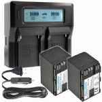Power2000 2x Batteries with Dual Bay LCD Charger for Canon BP-A30
