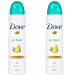 Dove Go Fresh Pear & Aloe Antiperspirant Deodorant Spray, 2 Pack