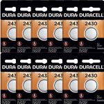 Duracell 2430 3V Lithium Coin Cell Batteries, 12 Pack