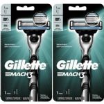 Gillette Mach3 Razor Handle + 1 Refill Cartridge, 2 Pack