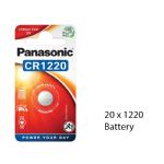 Panasonic CR1220 3V Lithium Coin Cell Battery, 20 Pack