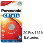 Panasonic CR1616 3V Lithium Coin Cell Batteries, 20 Pack