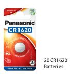 Panasonic CR1620 3V Lithium Coin Cell Battery, 20 Pack